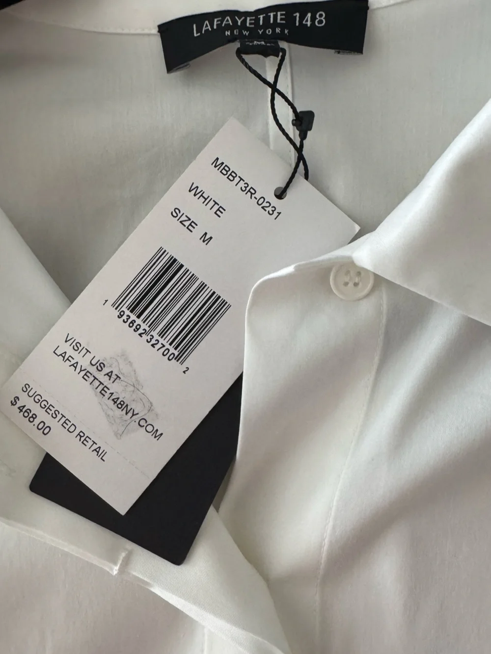 LAFAYETTE 148 NEW YORK White Stretch Cotton Peplum Shirt Size Medium NWT - Picture 7 of 9